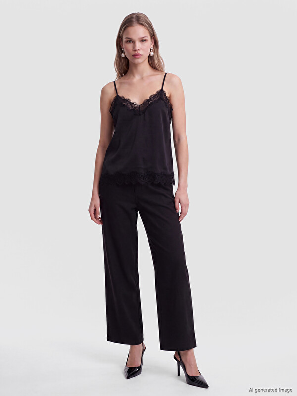 LCW Vision High Waist Suede Look Women's Trousers