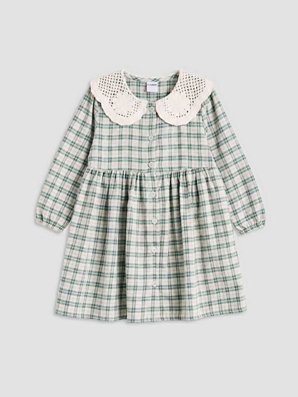 LCW Kids Bebe Yaka Ekose Kız Çocuk Elbise
