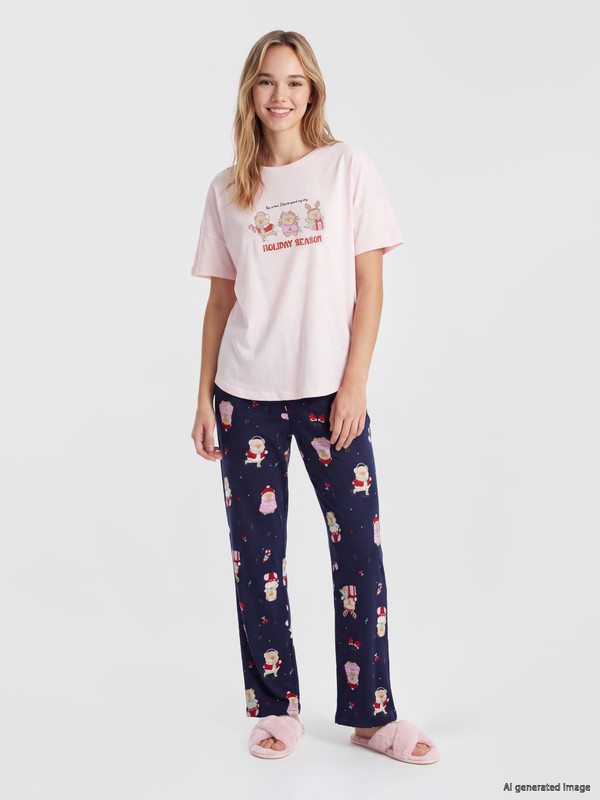 LCW Young New Year Themed Women's Pyjamas Set