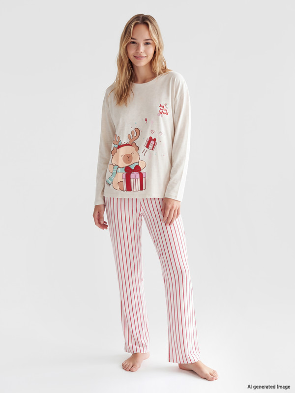LCW Young New Year Themed Women's Pyjamas Set