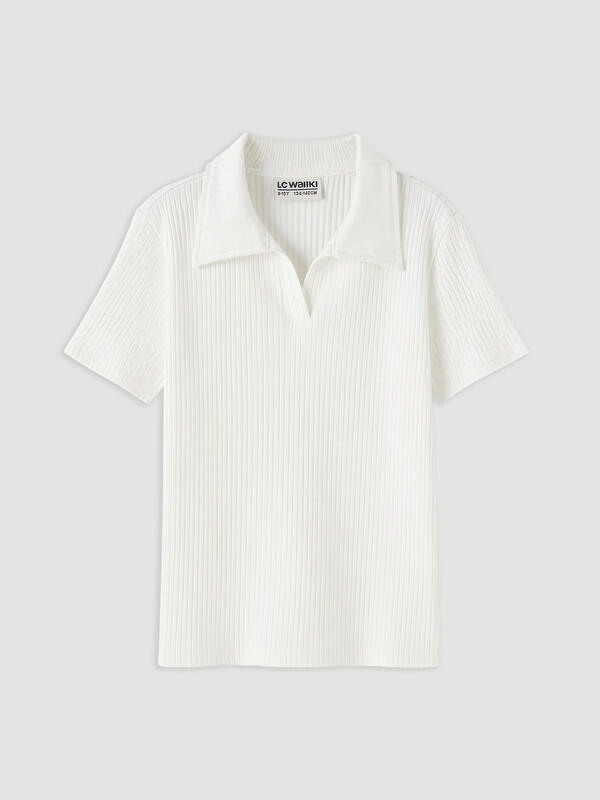 LCW Kids Polo Collar Ribbed Girls' T-Shirt