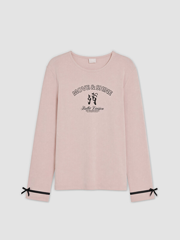 LCW Kids Printed Bow Detailed Girls' T-Shirt