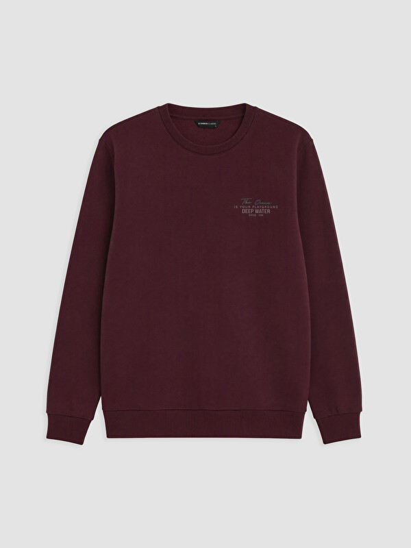 LCWAIKIKI Classic Bisiklet Yaka Baskılı Erkek Sweatshirt