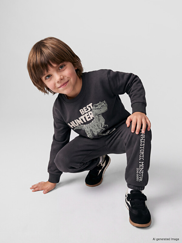 LCW Kids Baskılı Erkek Çocuk Kalın Sweatshirt