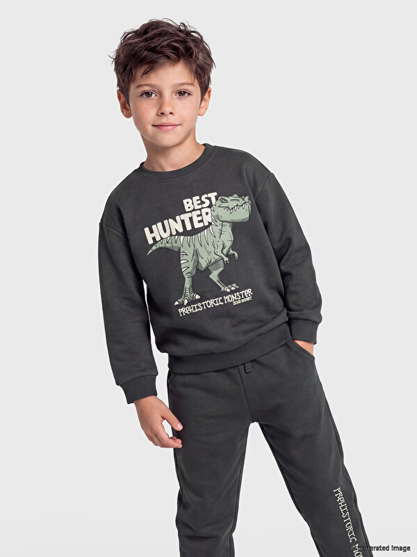 LCW Kids Printed Boys' Sweatshirt and Sweatpants Set
