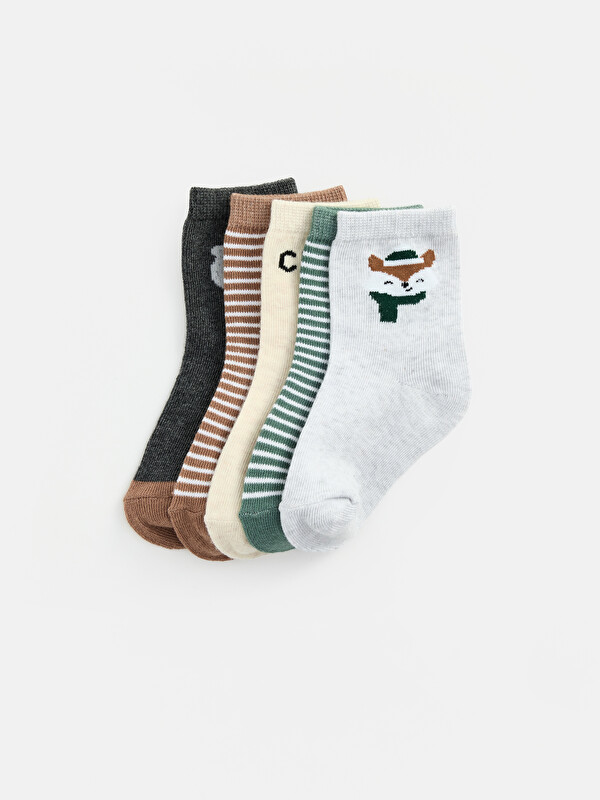 LCW baby Patterned Baby Boys' Ankle Socks 5 Pack