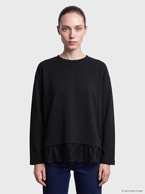LCW Comfort Woman Black Sweatshirt