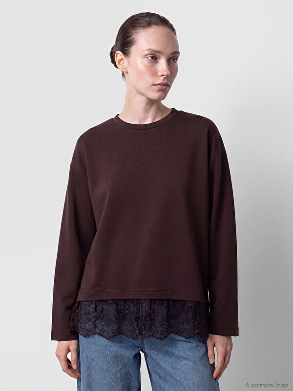 LCW Comfort Woman Brown Sweatshirt