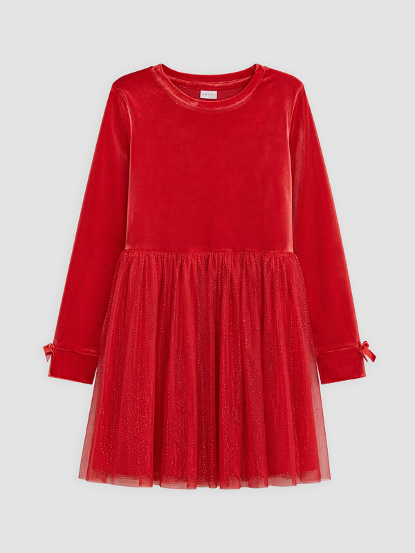 LCW Kids Бархатное платье с фатиновой юбкой для девочек