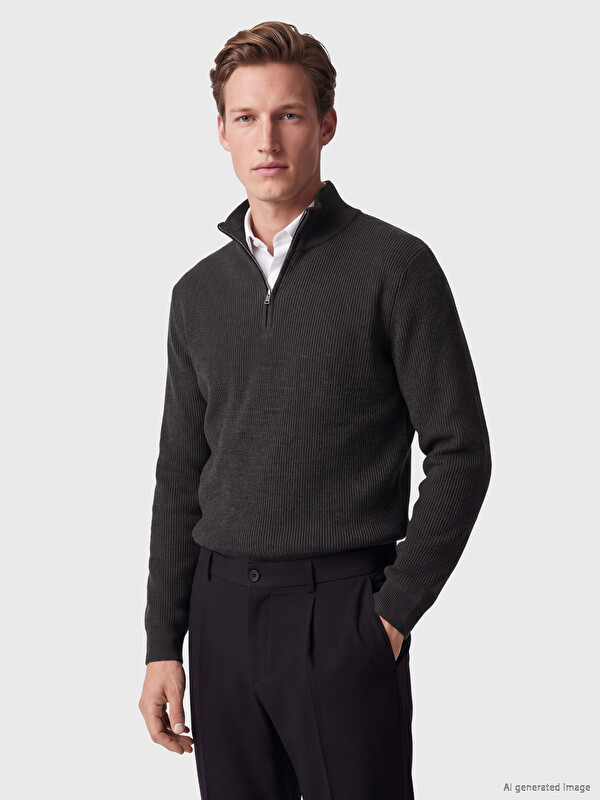 SOUTHBLUE Mock Neck Men's Knitwear Sweater