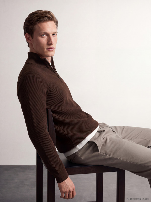SOUTHBLUE Mock Neck Men's Knitwear Sweater