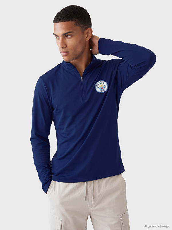 XSIDE ACTIVE Mock Neck Manchester City Printed Men's Sweatshirt