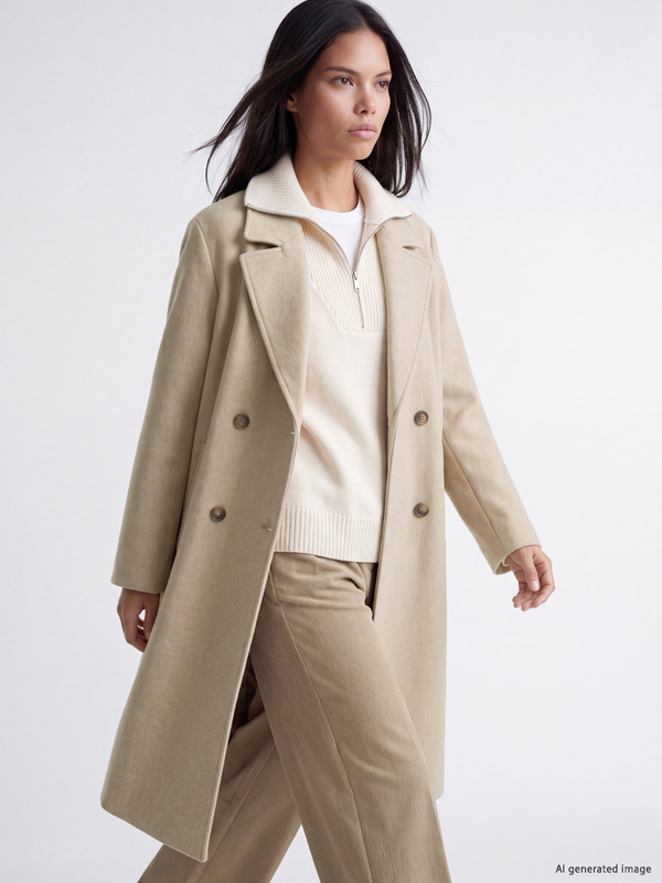 LCW Modest Двуредно палто с яка от кашет за жени