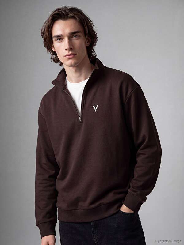 XSIDE ACTIVE Mock Neck Embroidered Men's Sweatshirt