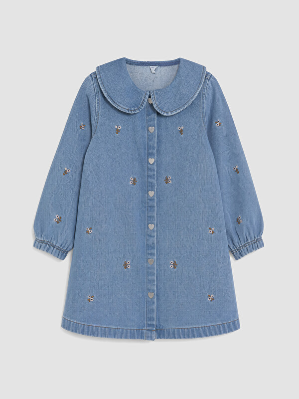 LCW Kids Peter Pan Collar Embroidered Girls' Dress