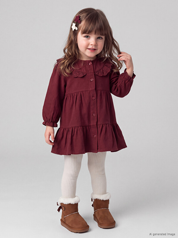LCW baby Ruched Baby Girls' Gabardine Dress