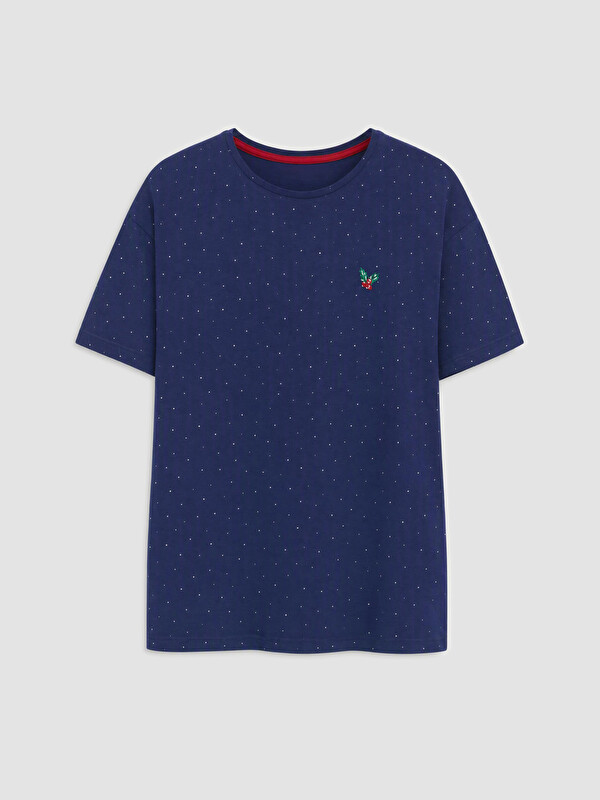 LCW DREAM Bisiklet Yaka Puantiyeli Kadın Pijama Üstü