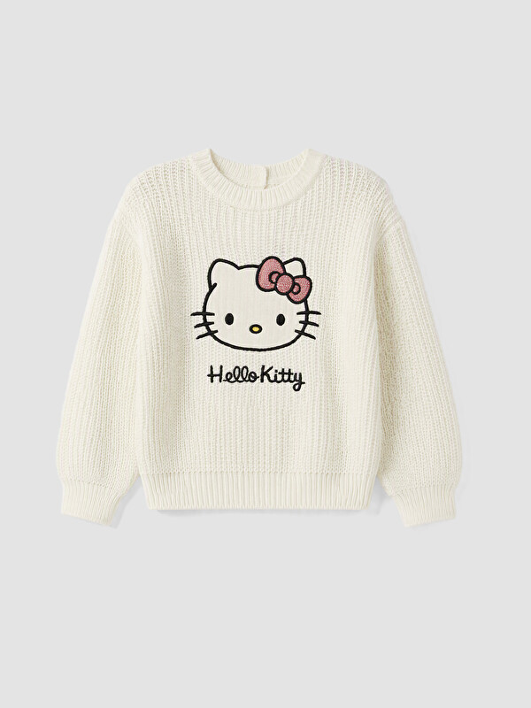 LCW Kids Hello Kitty vezeni dečji džemper od trikotaže