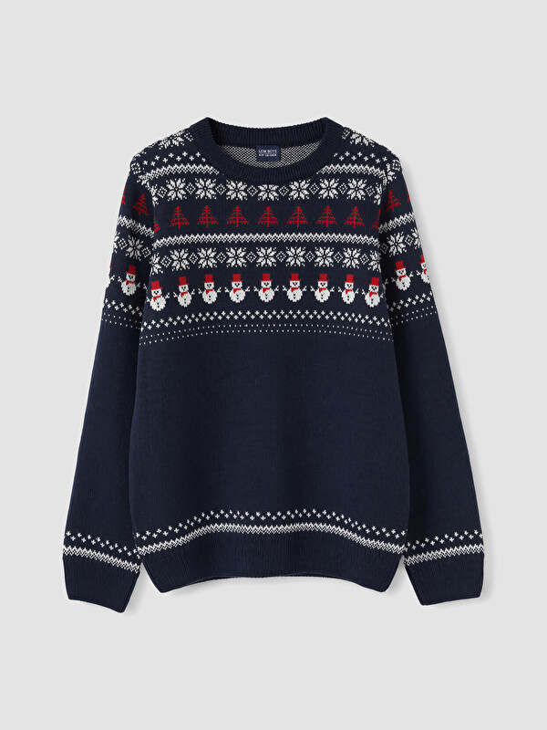 LCW Kids Crew Neck New Year's Themed Boys' Knitwear Sweater