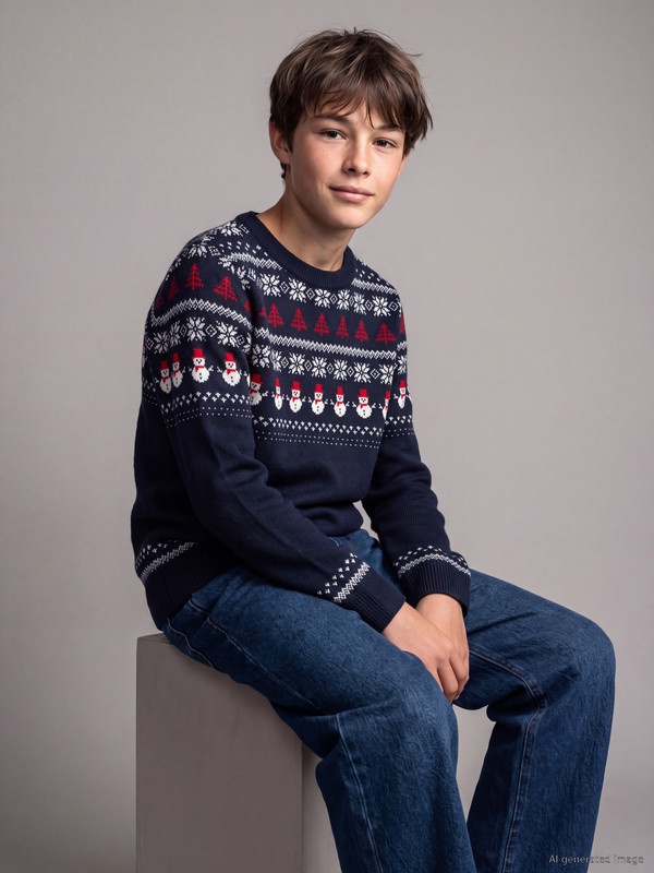 LCW Kids Crew Neck New Year's Themed Boys' Knitwear Sweater