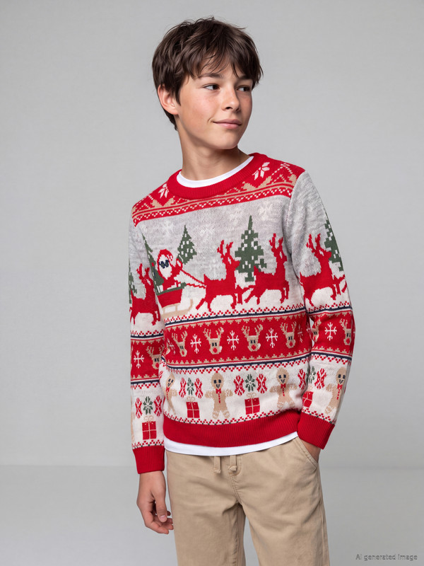 LCW Kids New Year Themed Boys' Knitwear Sweater