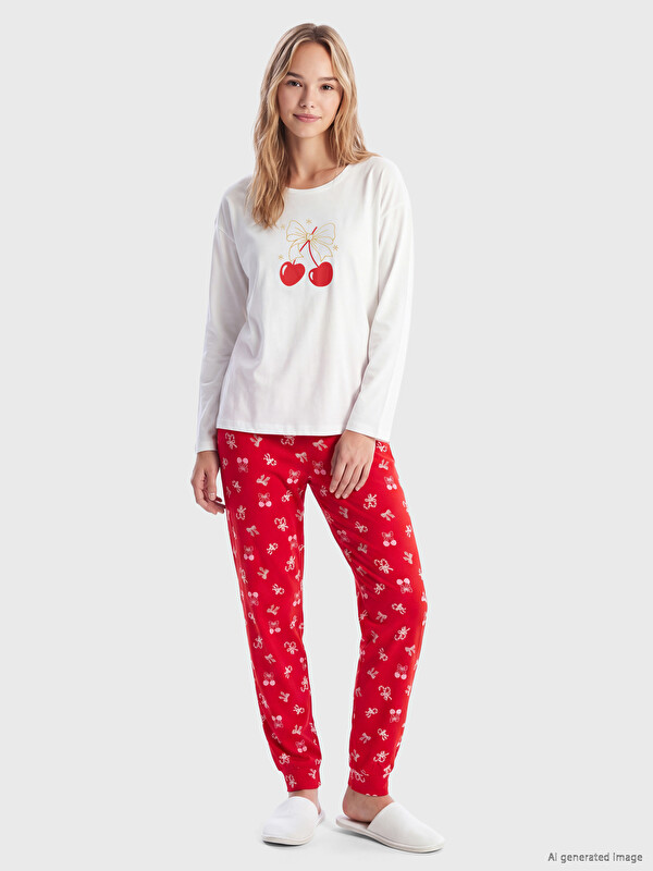 LCW DREAM Bisiklet Yaka Kadın Pijama Takımı