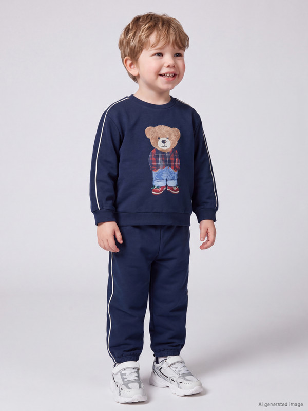 LCW baby Ayı Teddy Baskılı Erkek Bebek Eşofman Takımı