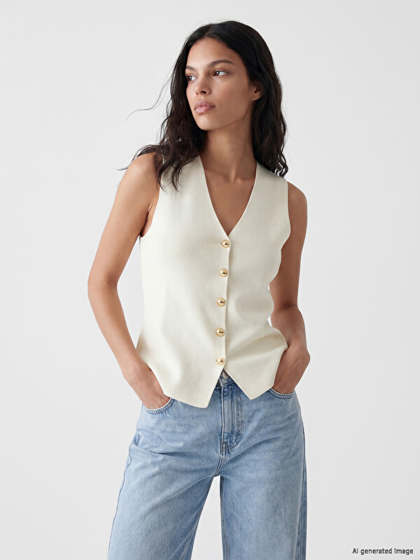 XSIDE Woman White Waistcoat