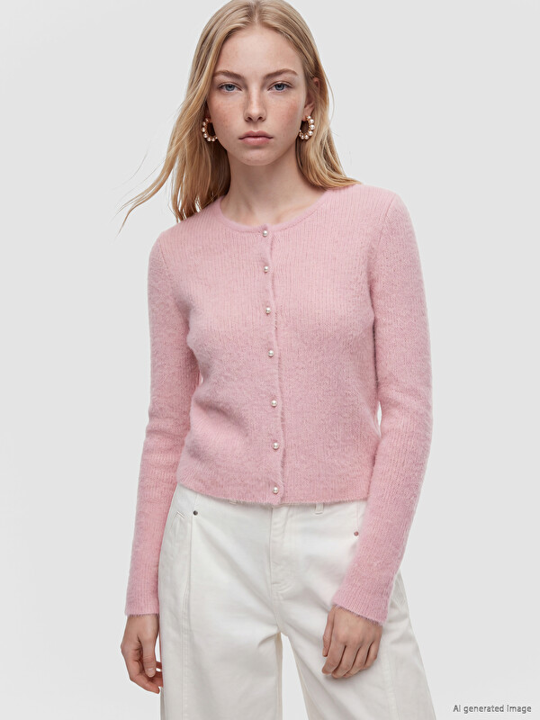 XSIDE Cardigan Tricotat cu Guler Rotund pentru Femei