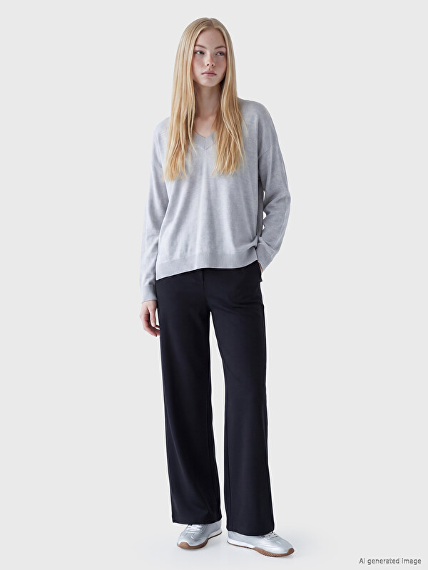 XSIDE V Neck Oversize Women's Knitwear Sweater