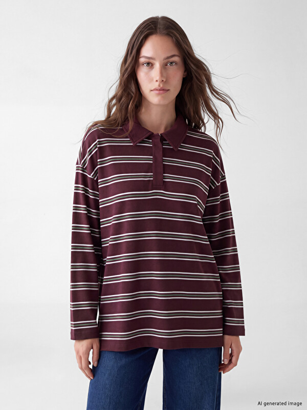 LCW Modest Polo Collar Women's Sweatshirt Tunic