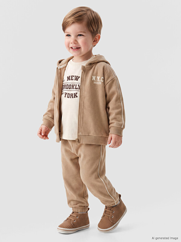 LCW baby NYC Baskılı Erkek Bebek Takım 3'lü