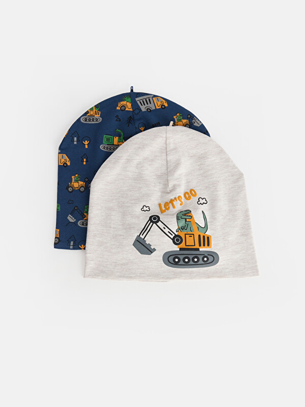 LCW baby Printed Boys' Baby Beanie 2 Pack