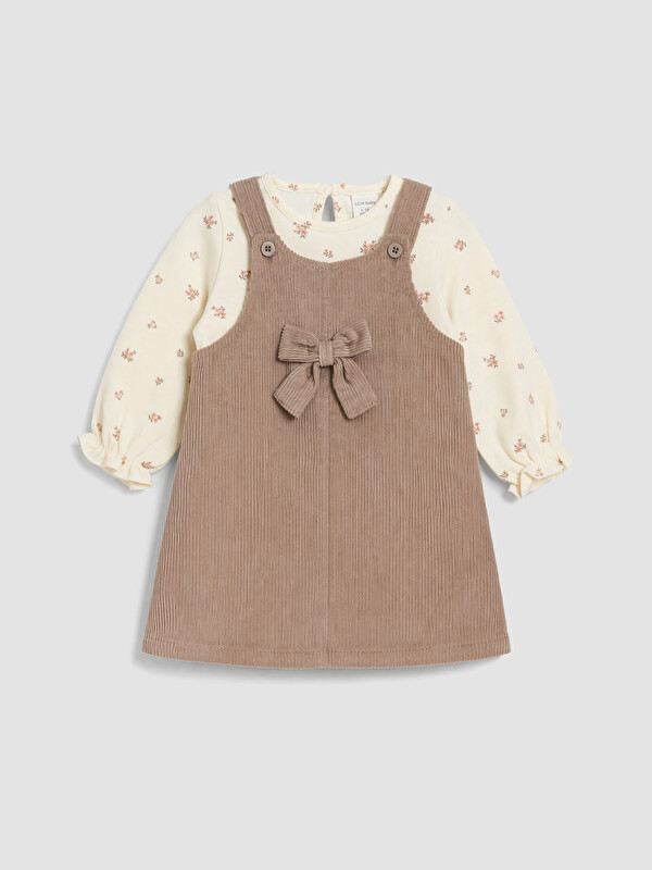 LCW baby Bowed Velvet Baby Girls' Dress 2 Pack Set