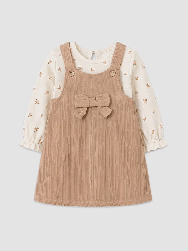 LCW baby Bowed Velvet Baby Girls' Dress 2 Pack Set