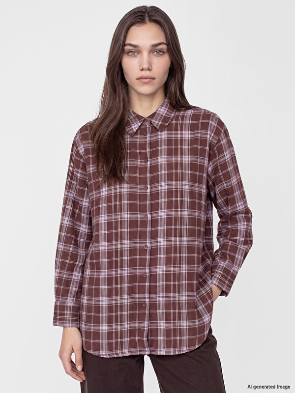 LCW Modest Plaid Poplin Women's Shirt