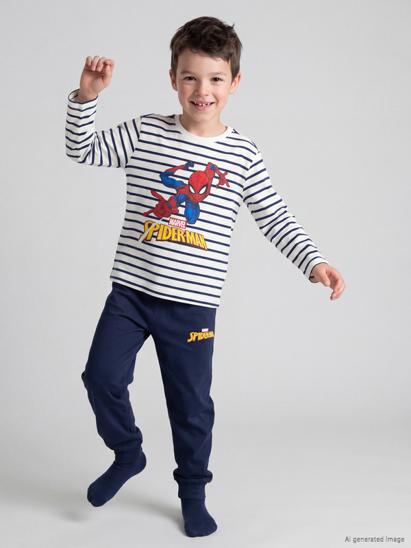 LCW Kids Crew Neck Boys' Spider-Man Printed Pyjamas Set
