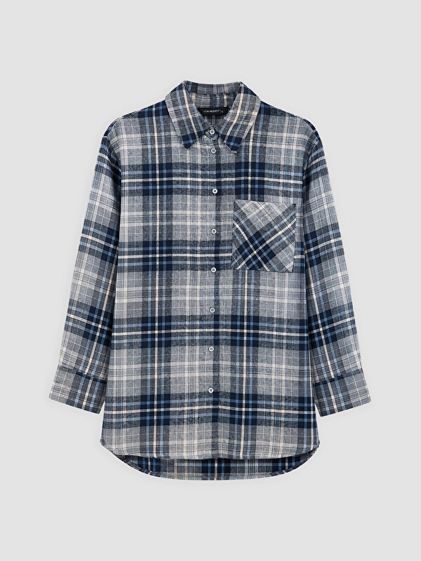 LCW Modest Woman Blue Shirt Tunic