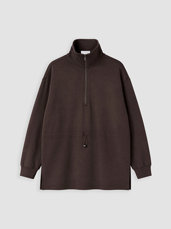 LCW Modest Dik Yaka Oversize Kadın Sweatshirt Tunik