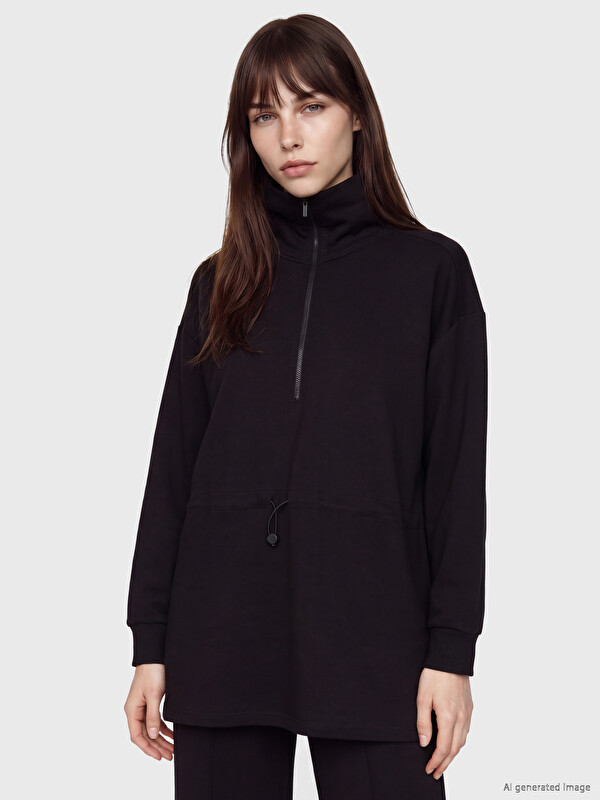 LCW Modest Mock Neck Oversize Women's Sweatshirt Tunic