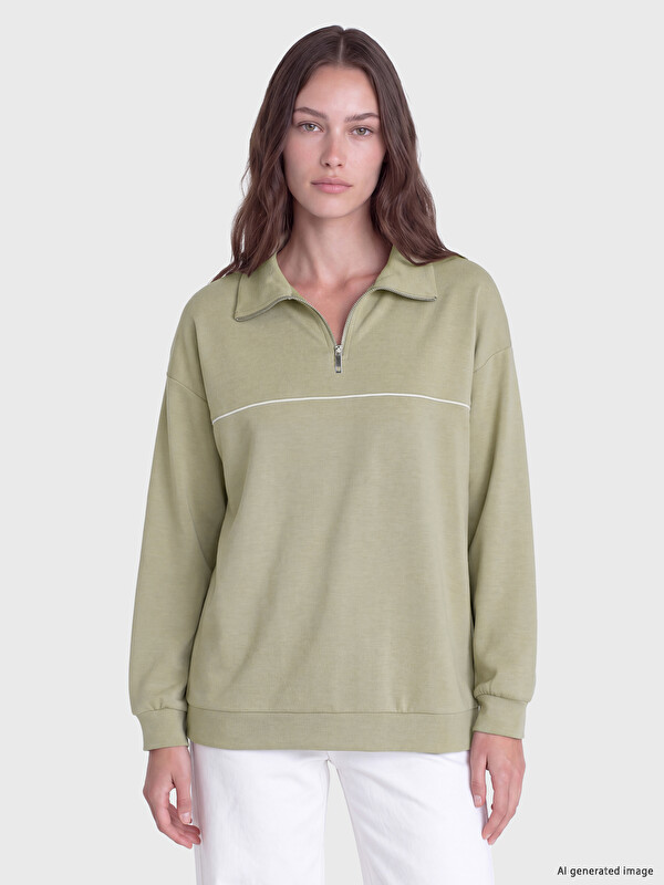LCW Modest Soft Touch Oversize Women's Sweatshirt Tunic