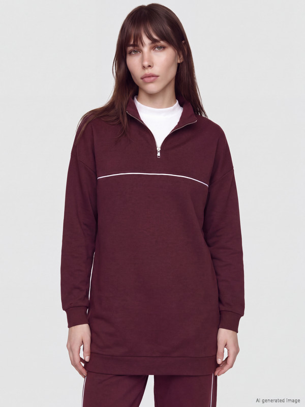 LCW Modest Soft Touch Oversize Women's Sweatshirt Tunic