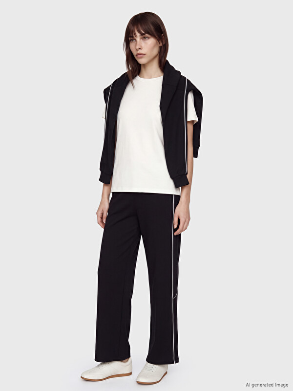 LCW Modest Striped Detail Soft Touch Women's Sweatpants
