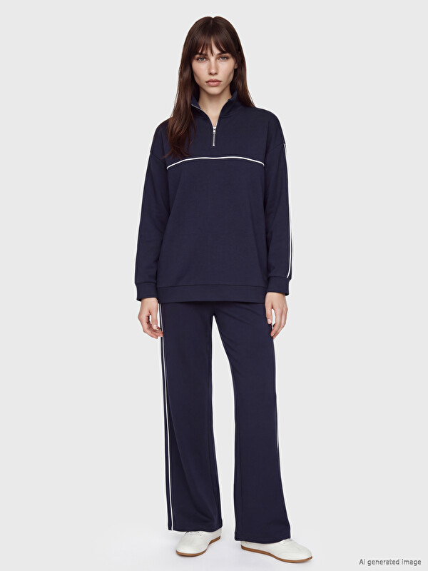 LCW Modest Striped Detail Soft Touch Women's Sweatpants