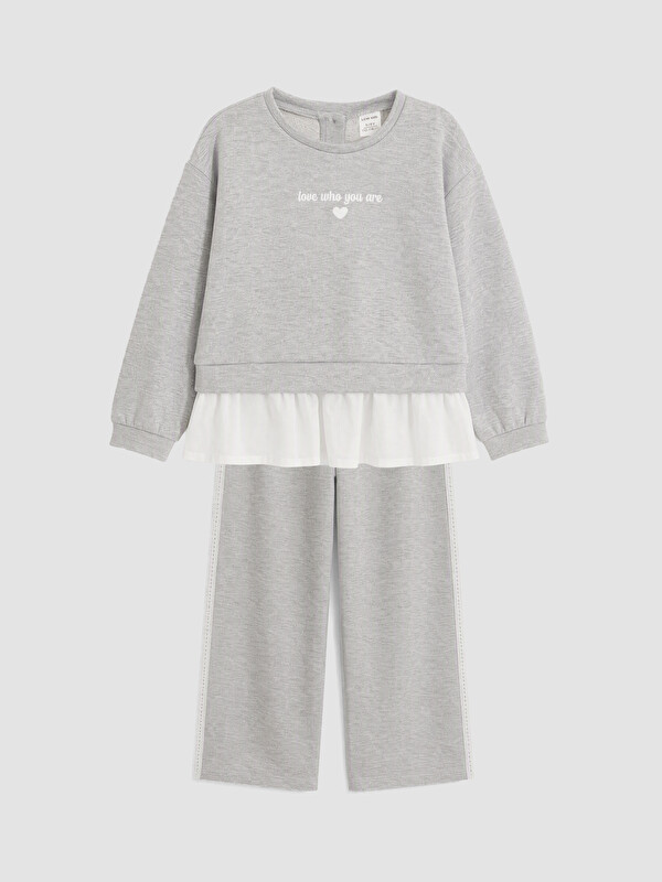 LCW Kids Crew Neck Girls' Tracksuit Set