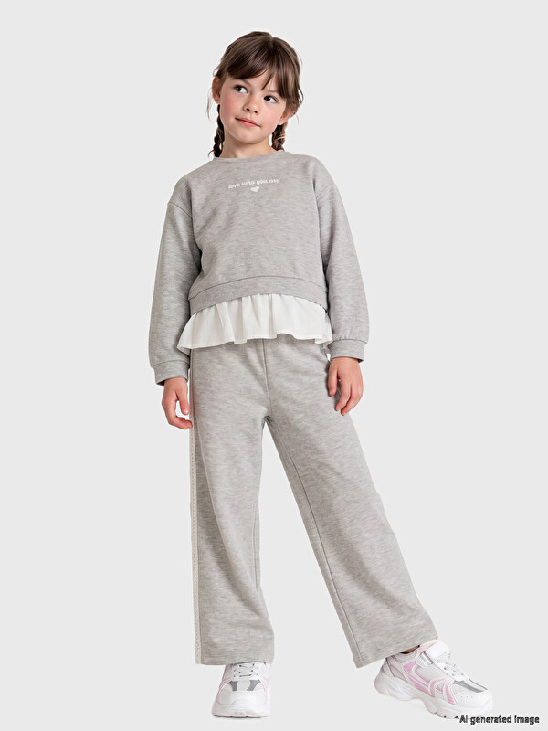 LCW Kids Crew Neck Girls' Tracksuit Set