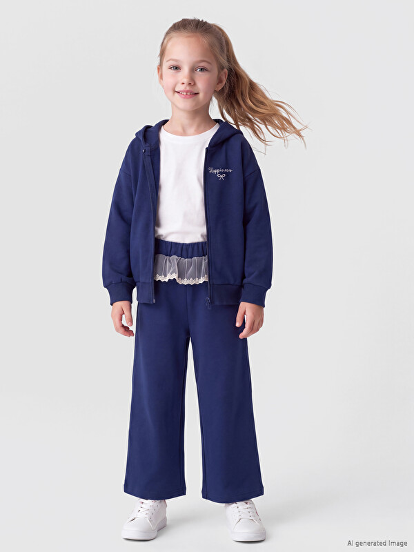 LCW baby Hooded Embroidered Girls' Sweatshirt