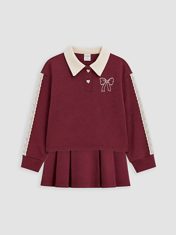 LCW Kids Polo Yaka Nakışlı Kız Çocuk Takım