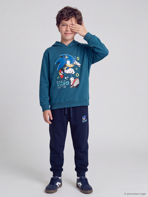 LCW Kids Sonic Printed Boys' Tracksuit Set