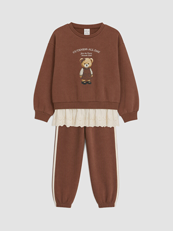 LCW Kids Ayı Teddy Baskılı Kız Çocuk Eşofman Takım